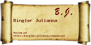 Bingler Julianna névjegykártya